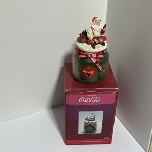 New Coca-Cola Coke Santa Candle Topper With Scented Jar Candle Open Box Unused